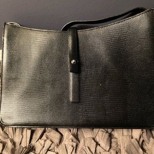 DKNY black leatherette shoulder bag